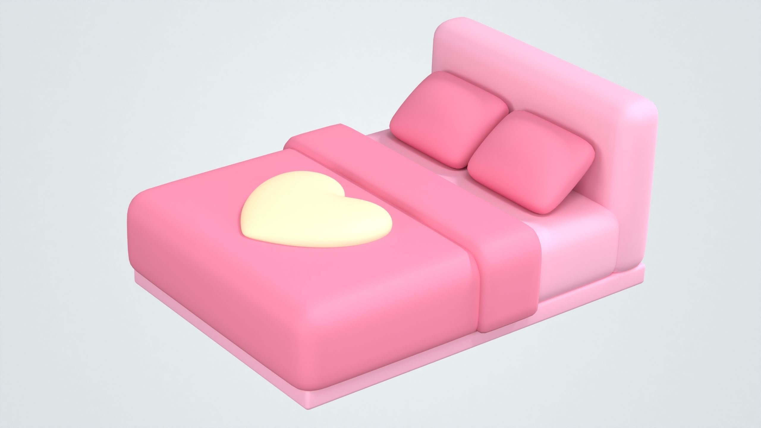 Double Bed 3D Icon 3D model_4