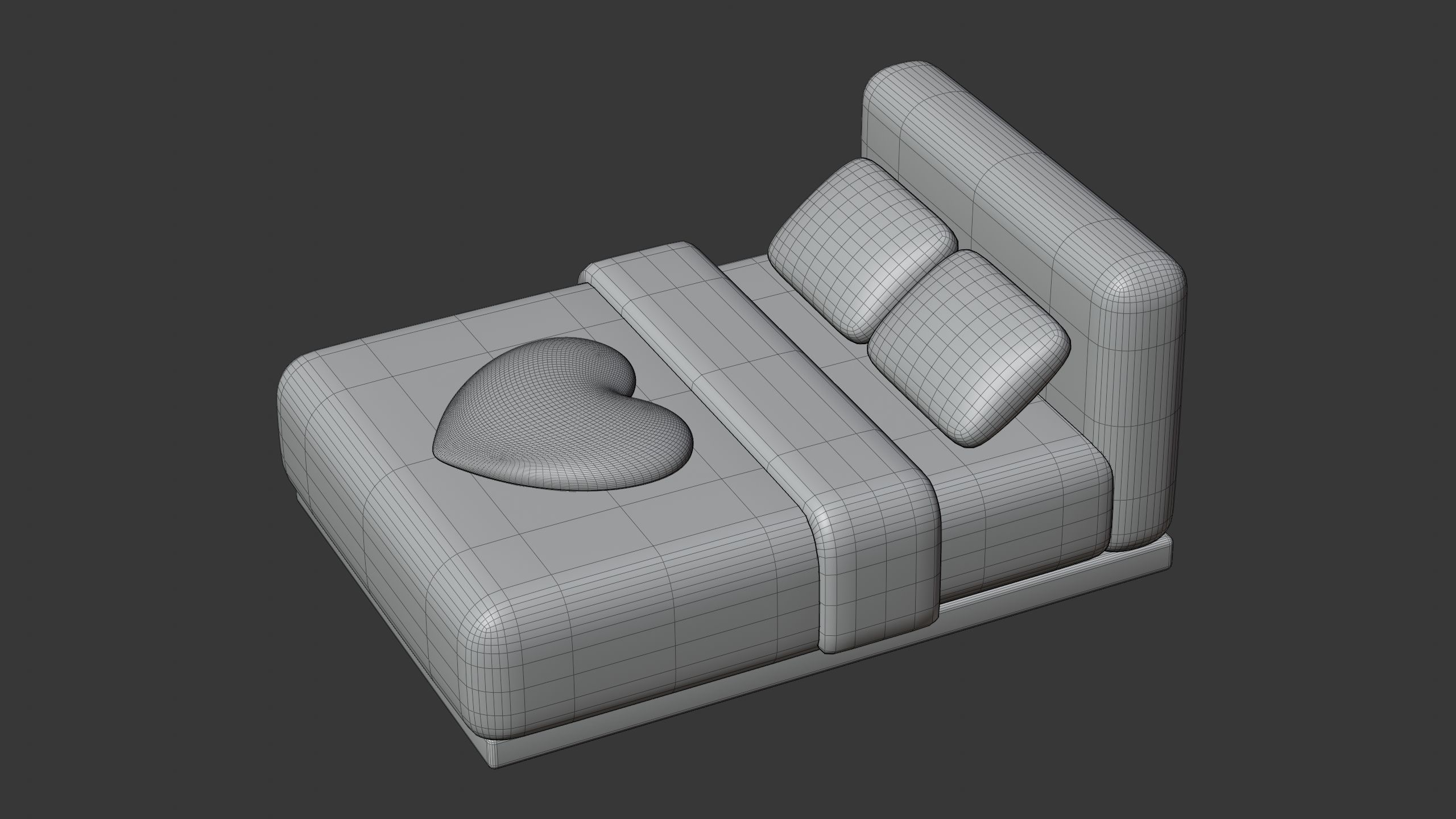 Double Bed 3D Icon 3D model_9