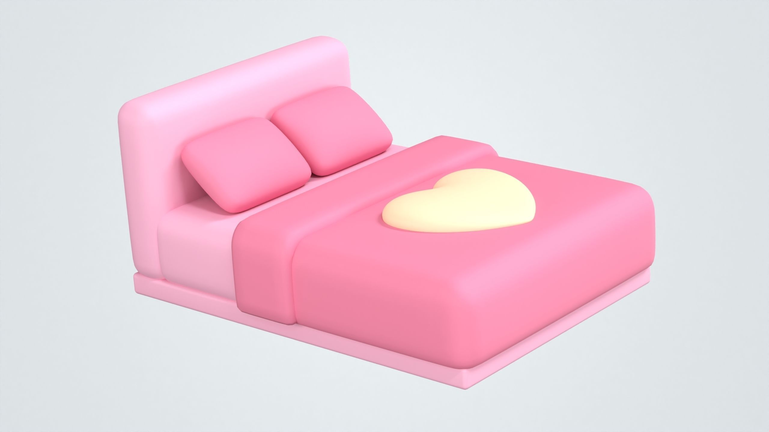 Double Bed 3D Icon 3D model_3