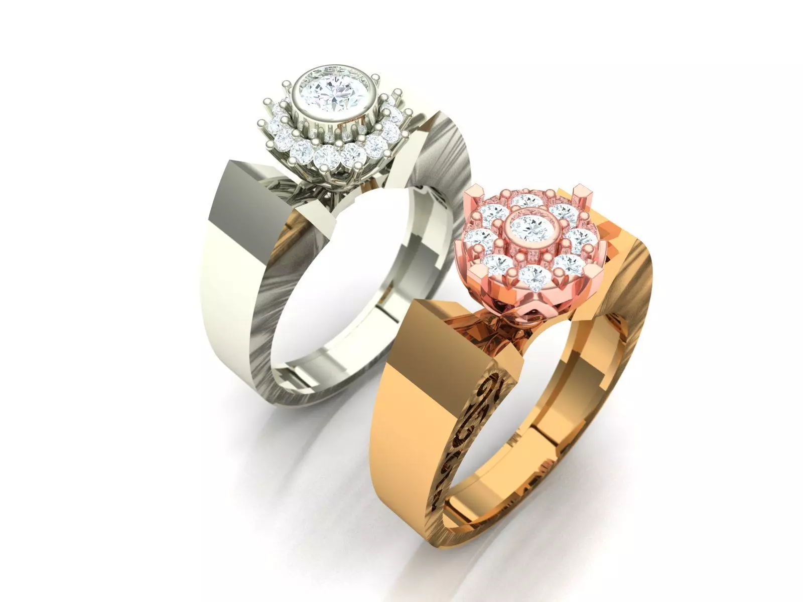Womens Two piece solitaire ring 3D print model_0
