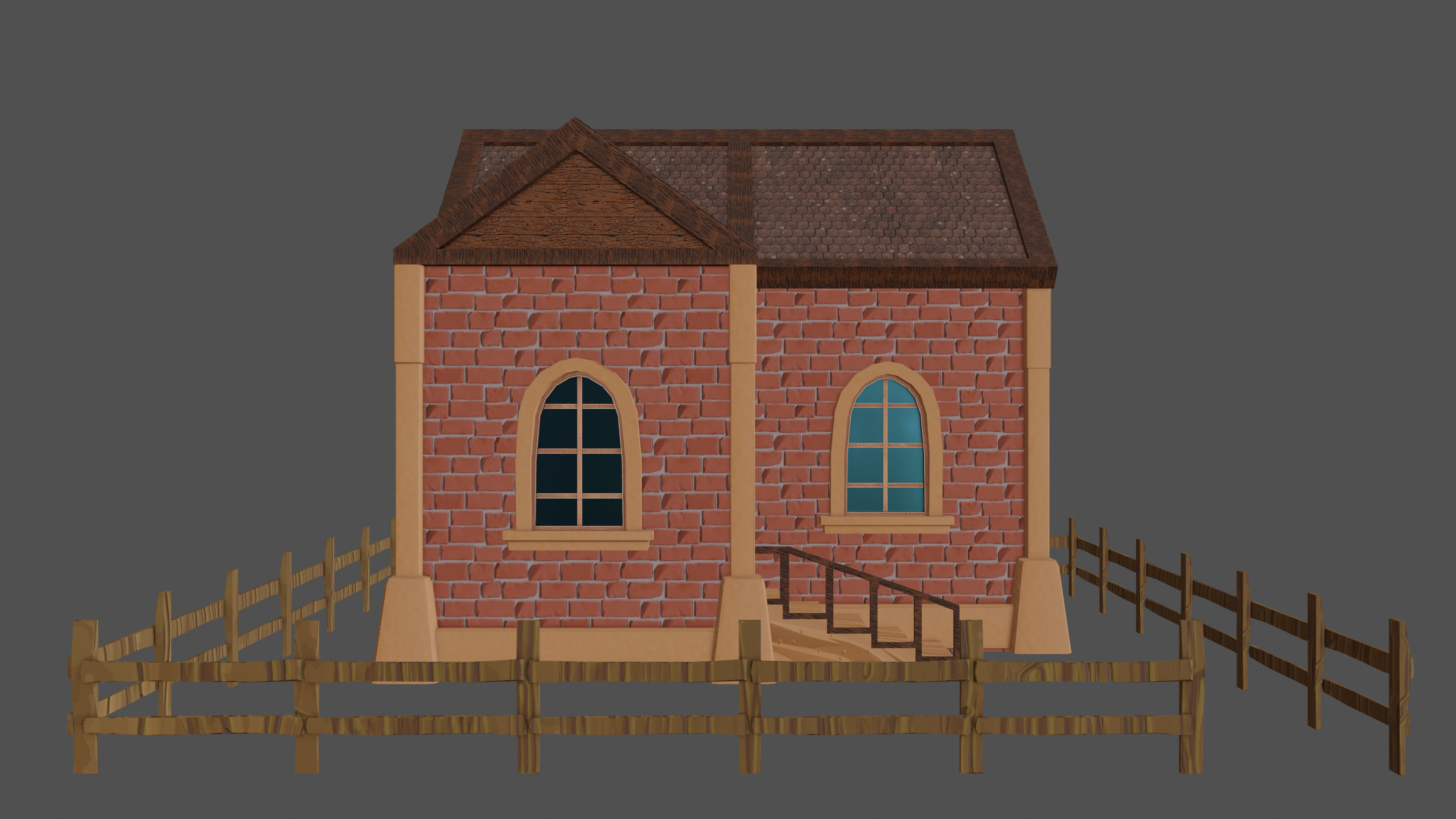 stylized medieval house 3 Low-poly 3D model_1