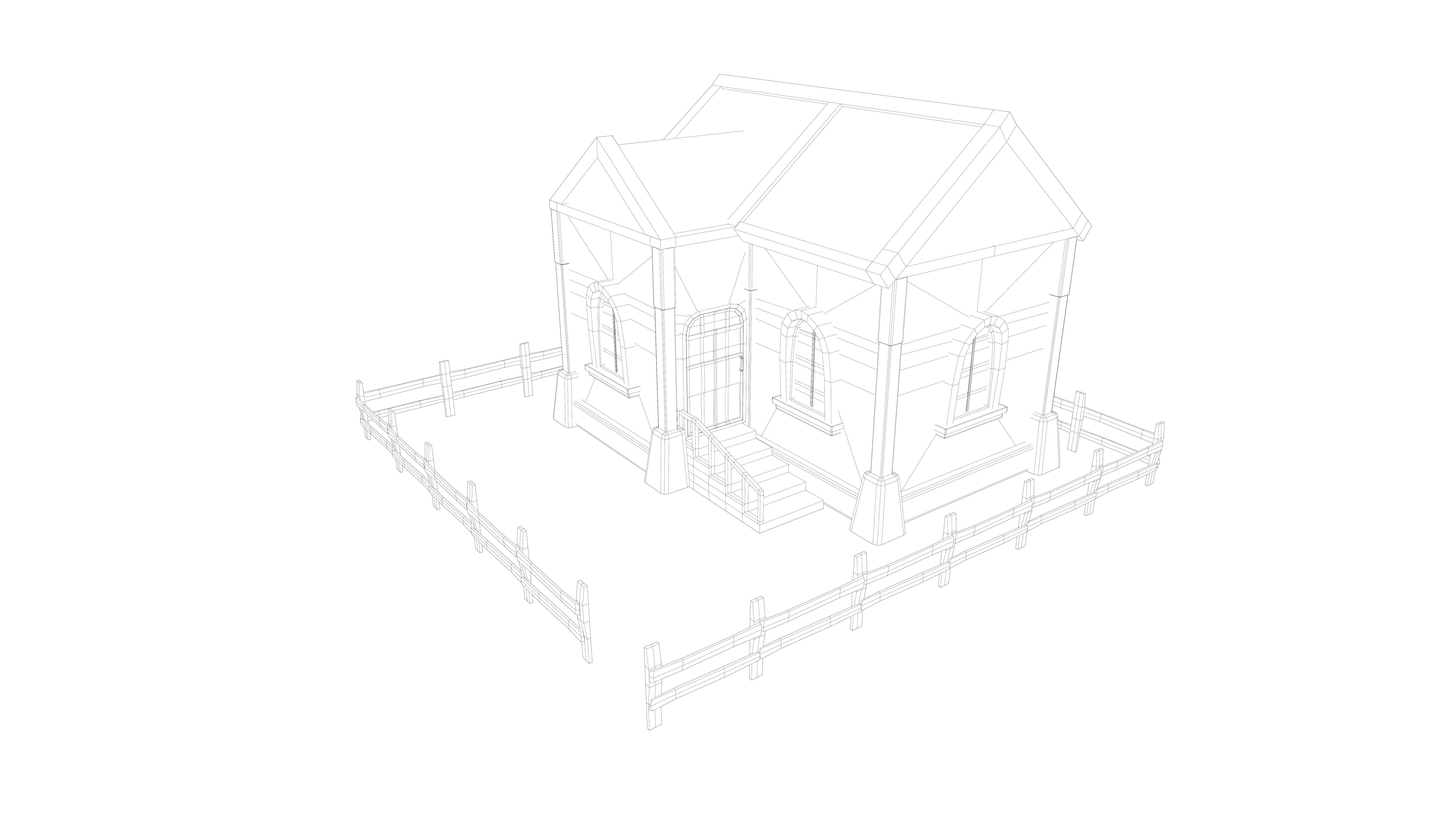 stylized medieval house 3 Low-poly 3D model_10