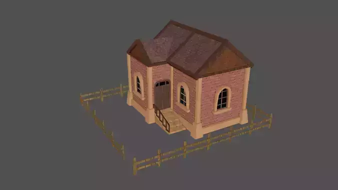 stylized medieval house 3 Low-poly 3D model