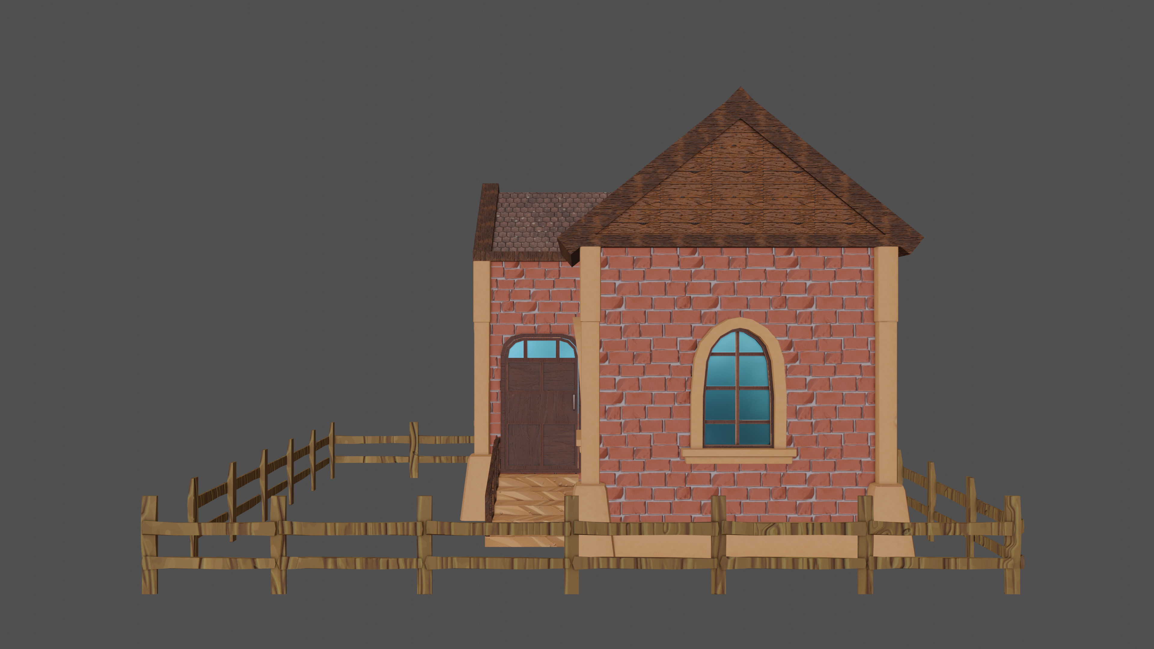 stylized medieval house 3 Low-poly 3D model_3