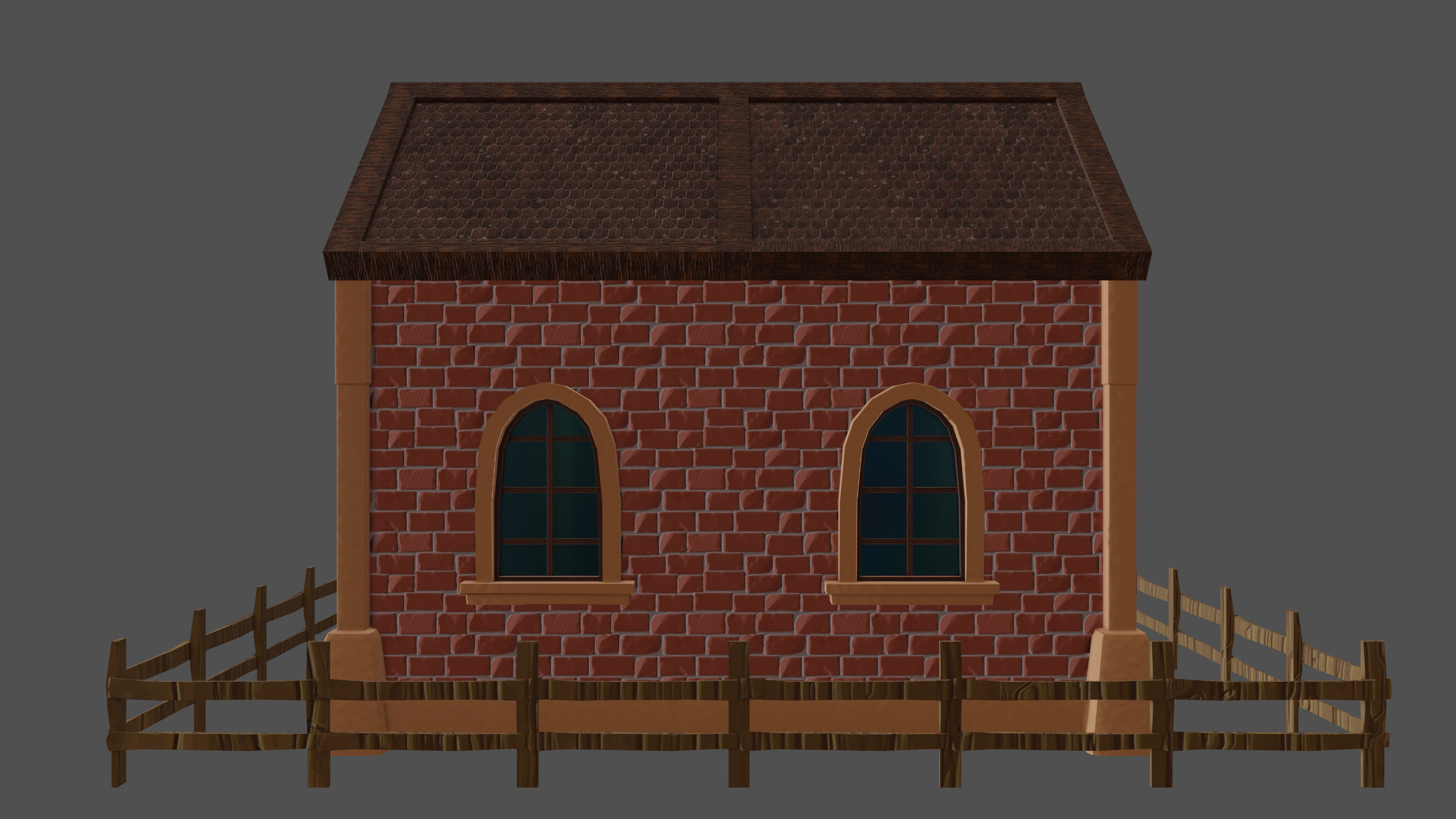stylized medieval house 3 Low-poly 3D model_2