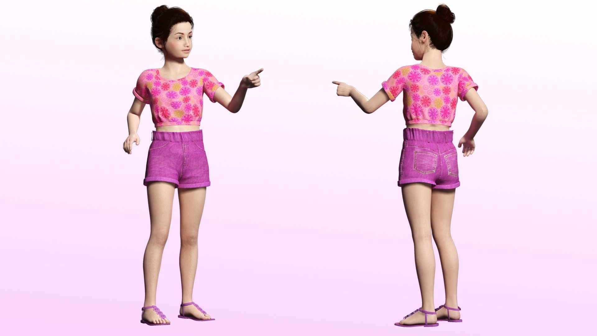 Sanaya -Realistic  Girl Ready For Render and Animation  kid Low-poly 3D model_9