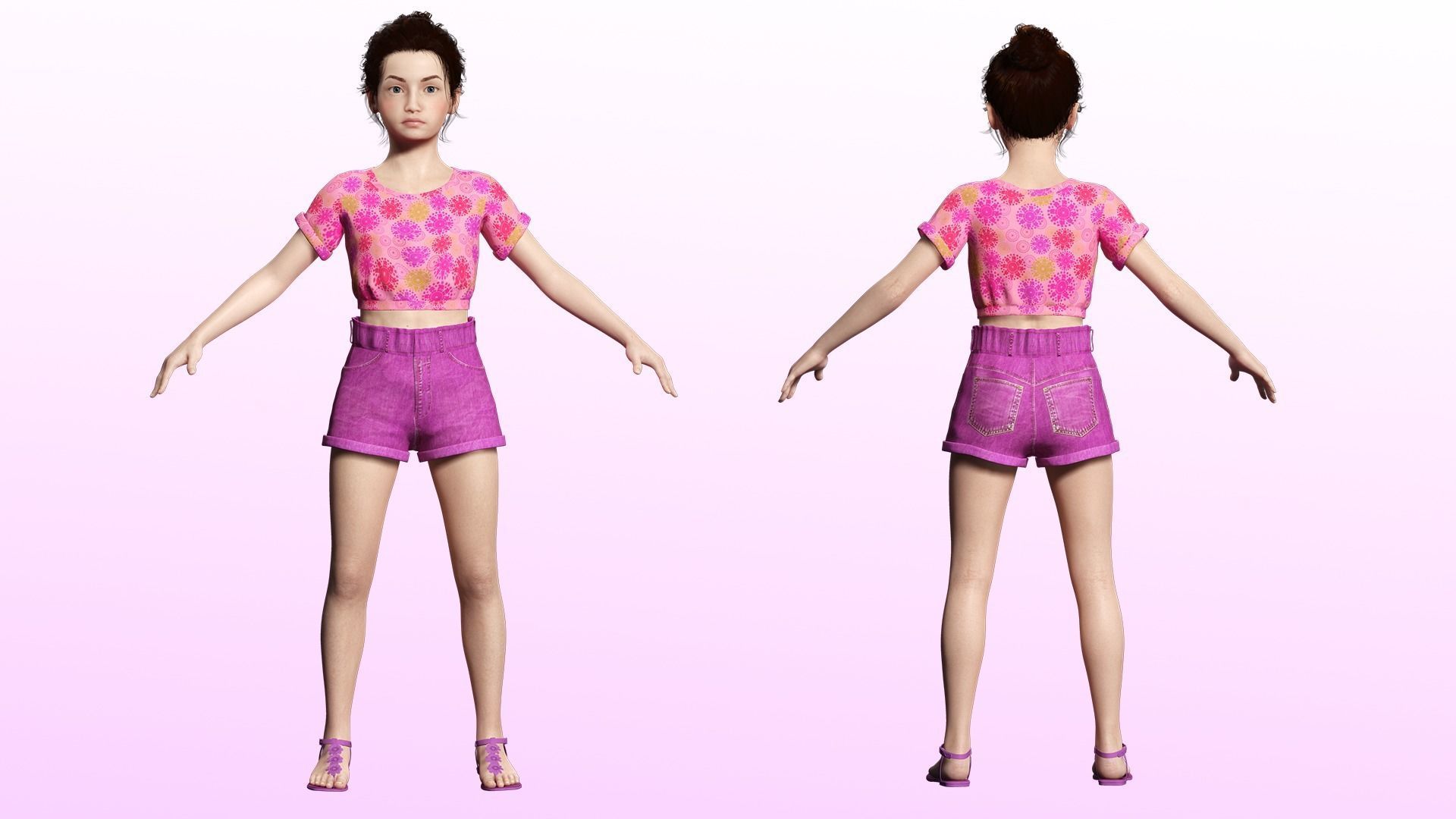 Sanaya -Realistic  Girl Ready For Render and Animation  kid Low-poly 3D model_8
