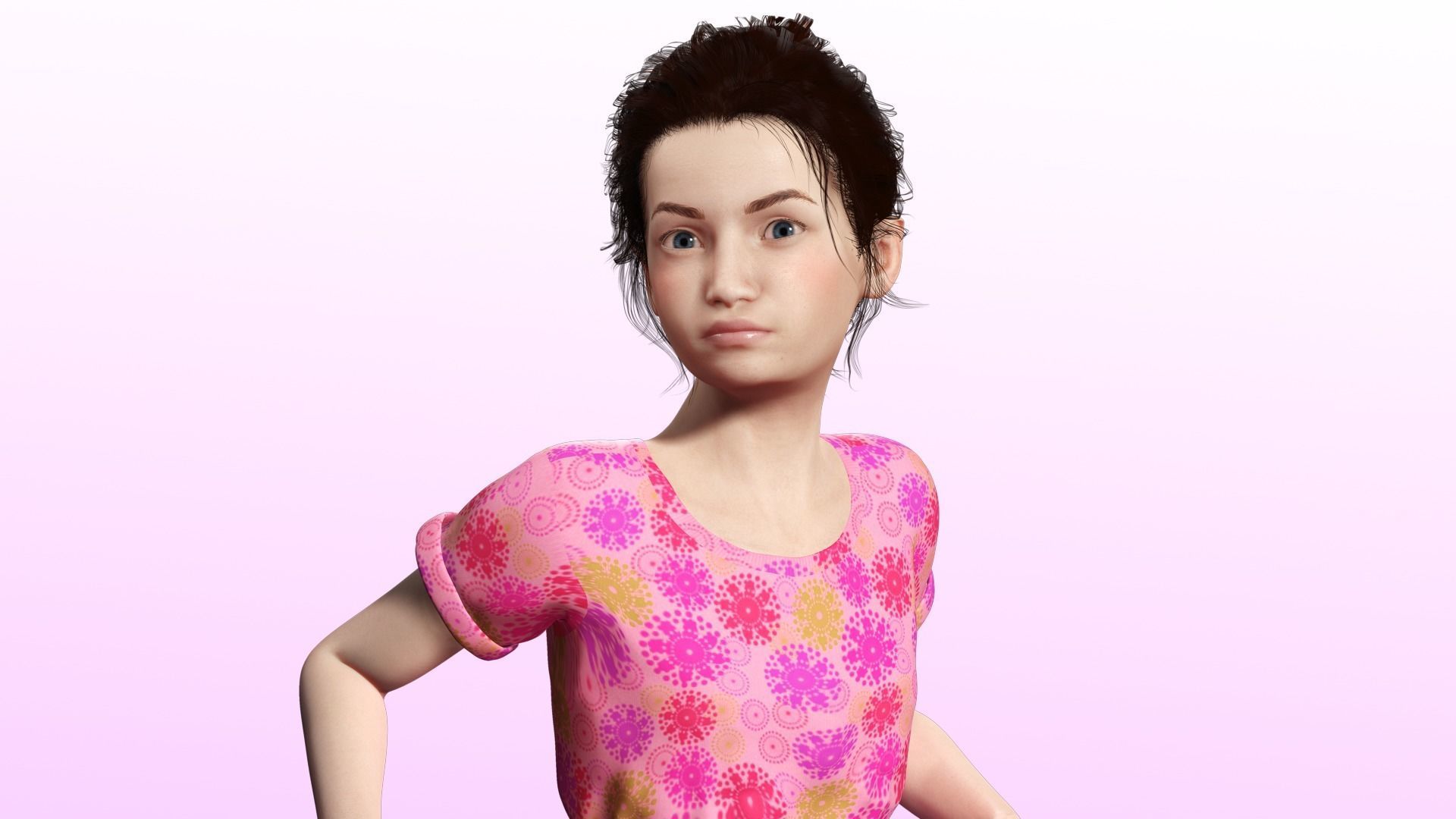 Sanaya -Realistic  Girl Ready For Render and Animation  kid Low-poly 3D model_6