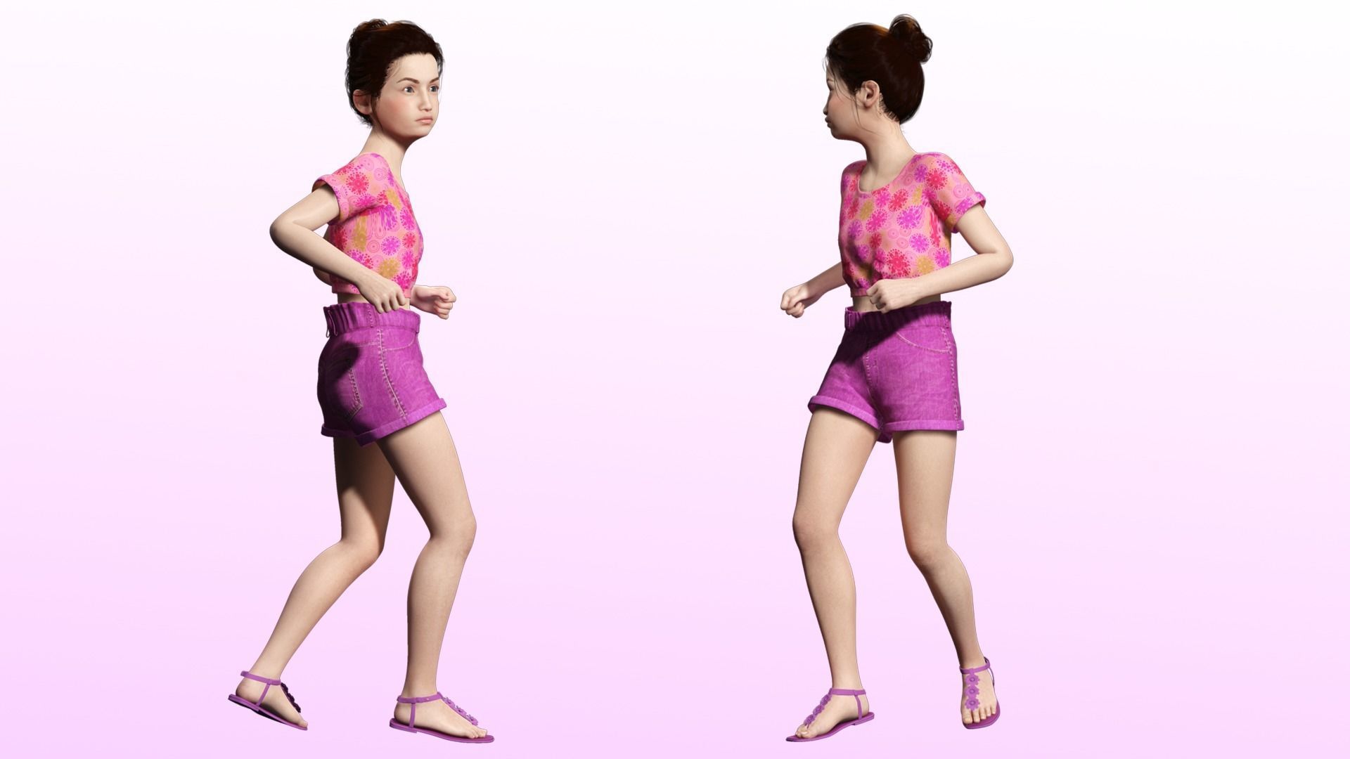 Sanaya -Realistic  Girl Ready For Render and Animation  kid Low-poly 3D model_3