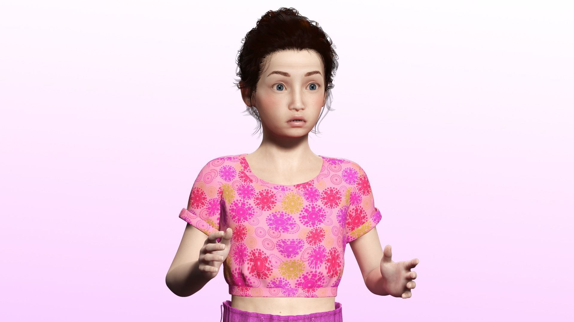 Sanaya -Realistic  Girl Ready For Render and Animation  kid Low-poly 3D model_7