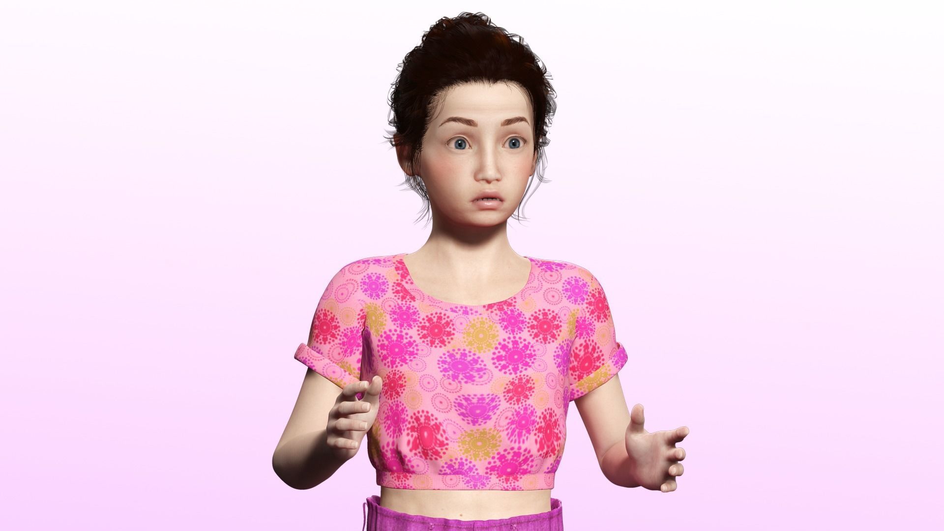 Sanaya -Realistic  Girl Ready For Render and Animation  kid Low-poly 3D model_5