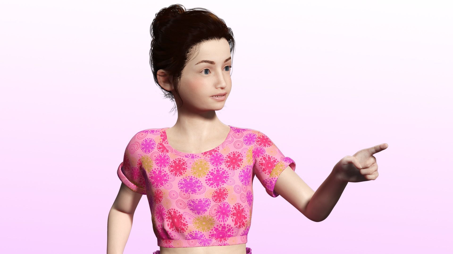 Sanaya -Realistic  Girl Ready For Render and Animation  kid Low-poly 3D model_4
