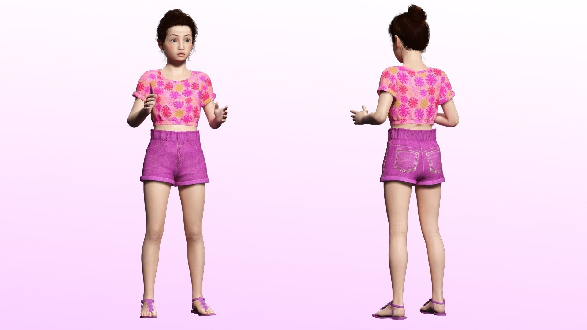 Sanaya -Realistic  Girl Ready For Render and Animation  kid Low-poly 3D model_2