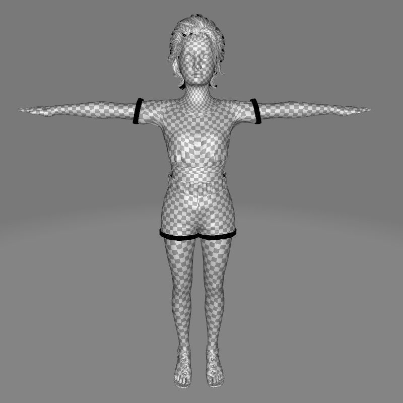 Sanaya -Realistic  Girl Ready For Render and Animation  kid Low-poly 3D model_16