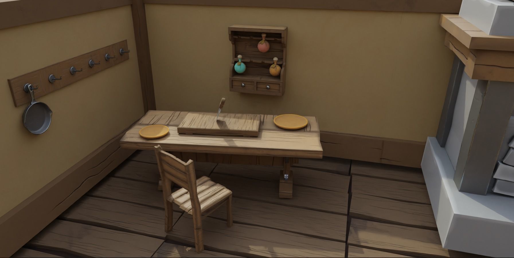 Stylized Medieval Room Scene - 1 Low-poly 3D model_7