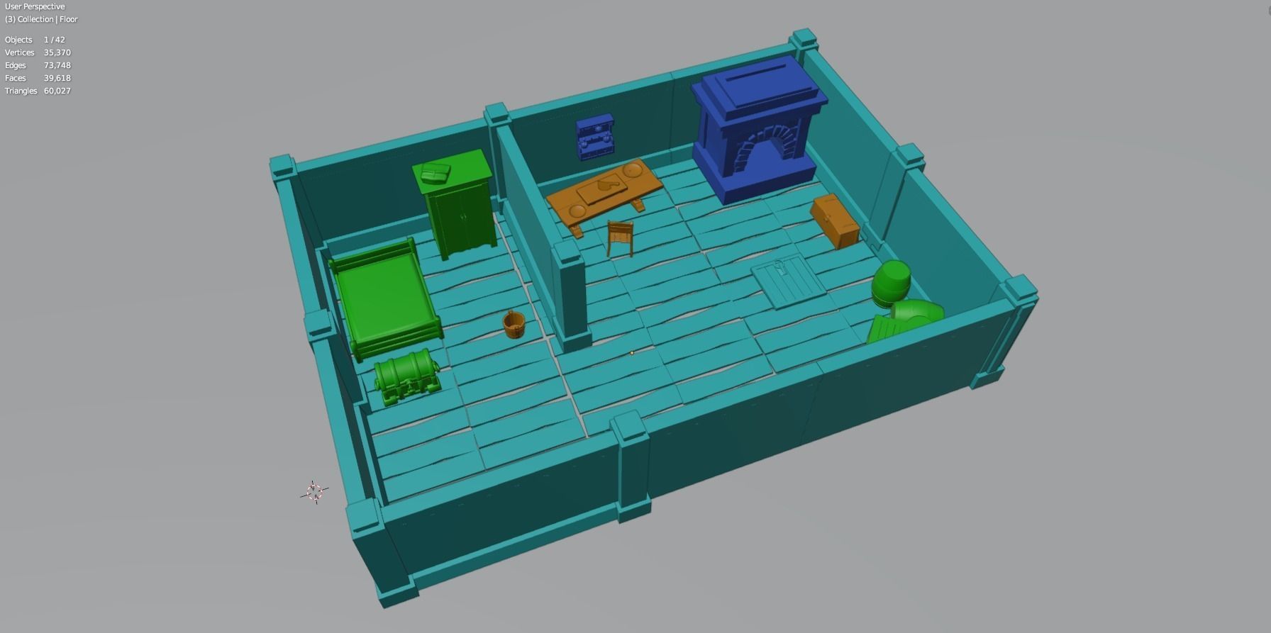 Stylized Medieval Room Scene - 1 Low-poly 3D model_17