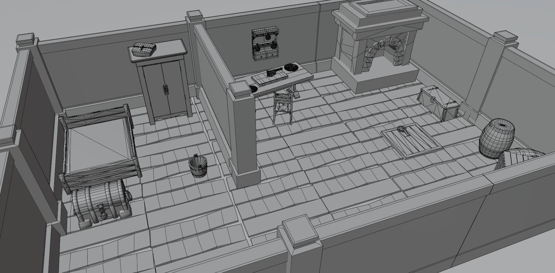 Stylized Medieval Room Scene - 1 Low-poly 3D model_11