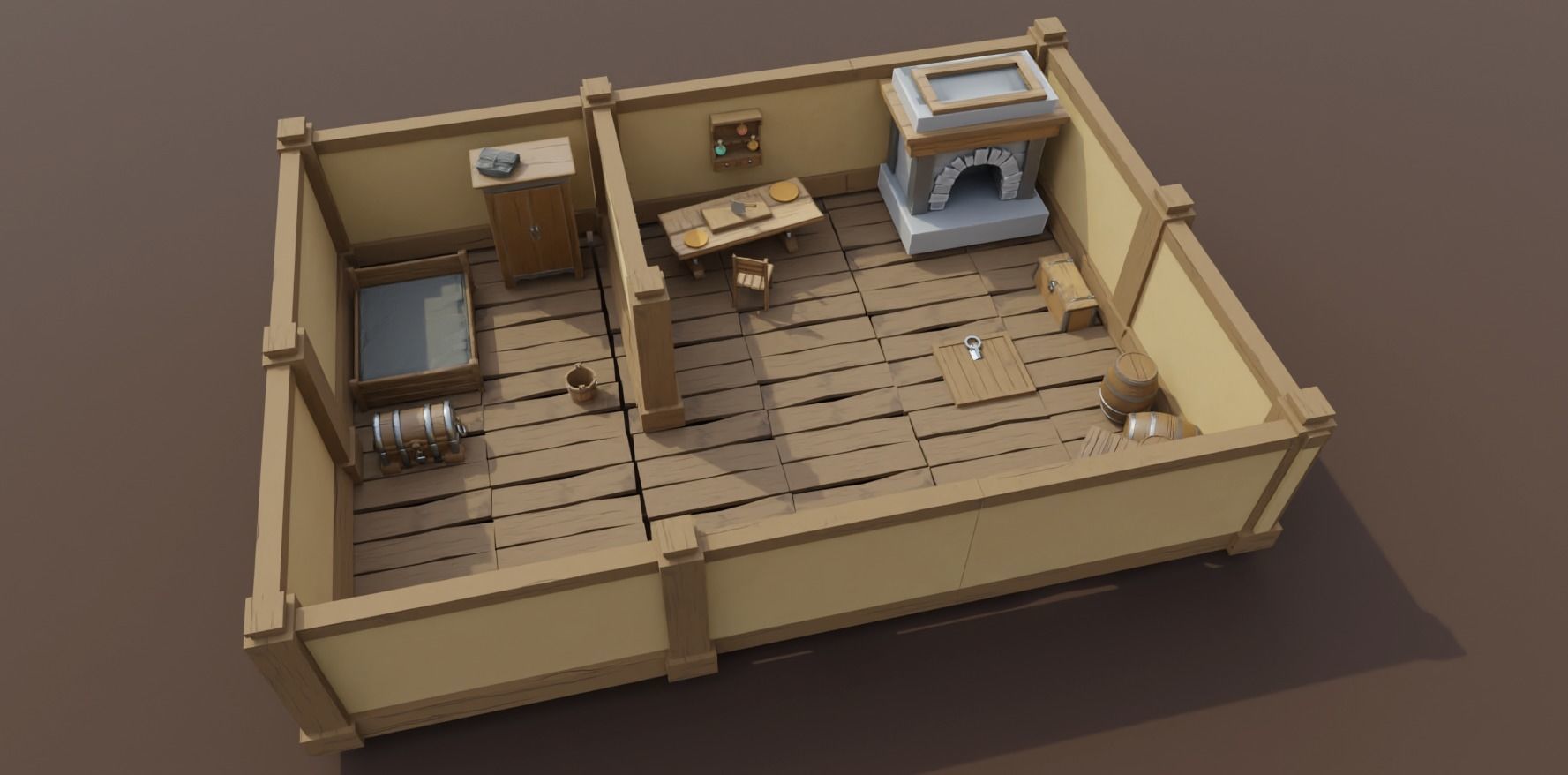 Stylized Medieval Room Scene - 1 Low-poly 3D model_1