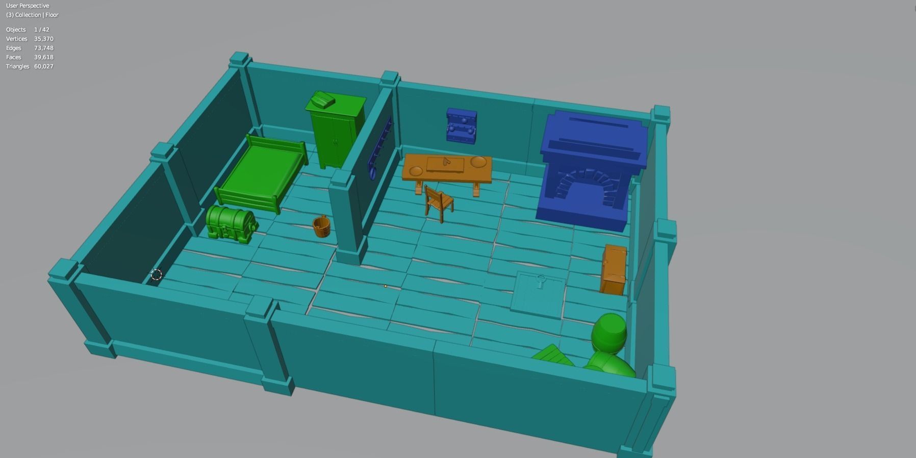 Stylized Medieval Room Scene - 1 Low-poly 3D model_16