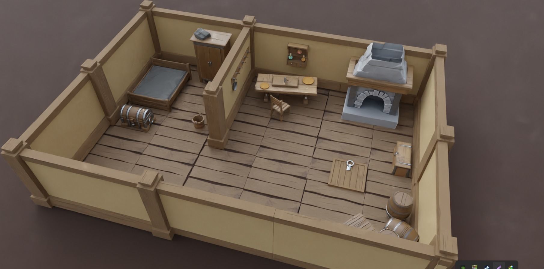 Stylized Medieval Room Scene - 1 Low-poly 3D model_5