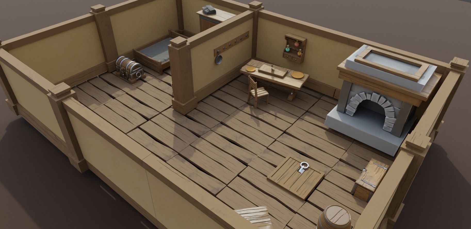 Stylized Medieval Room Scene - 1 Low-poly 3D model_4