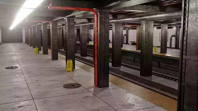 Detailed Subway Station Environment for Games and Simulations  3D model