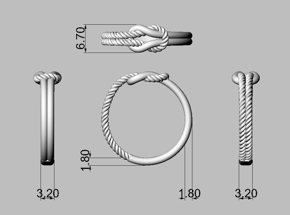 Knot  Rope Ring 3D print model_4