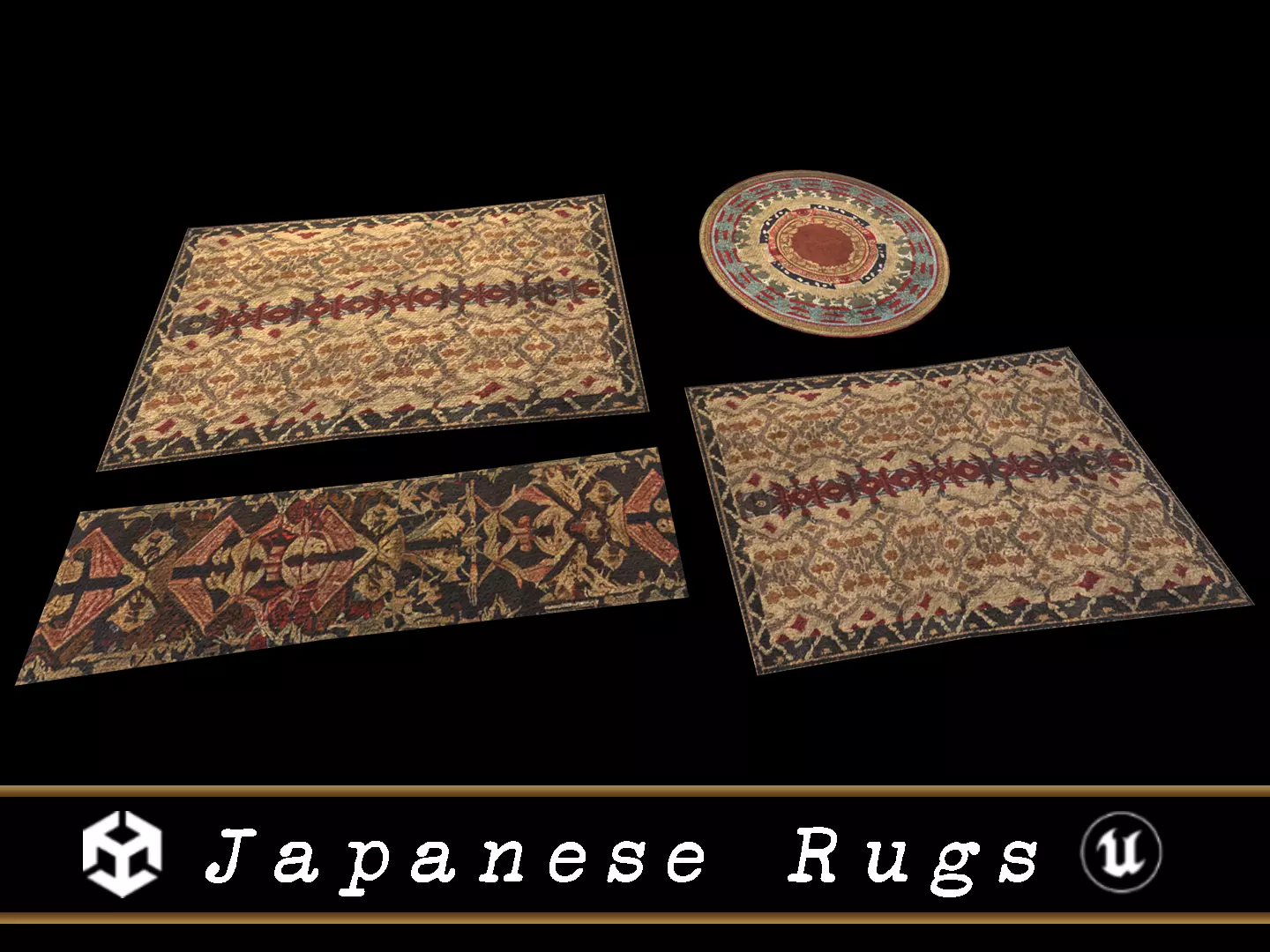 Japanese Rugs  Low-poly 3D model_0