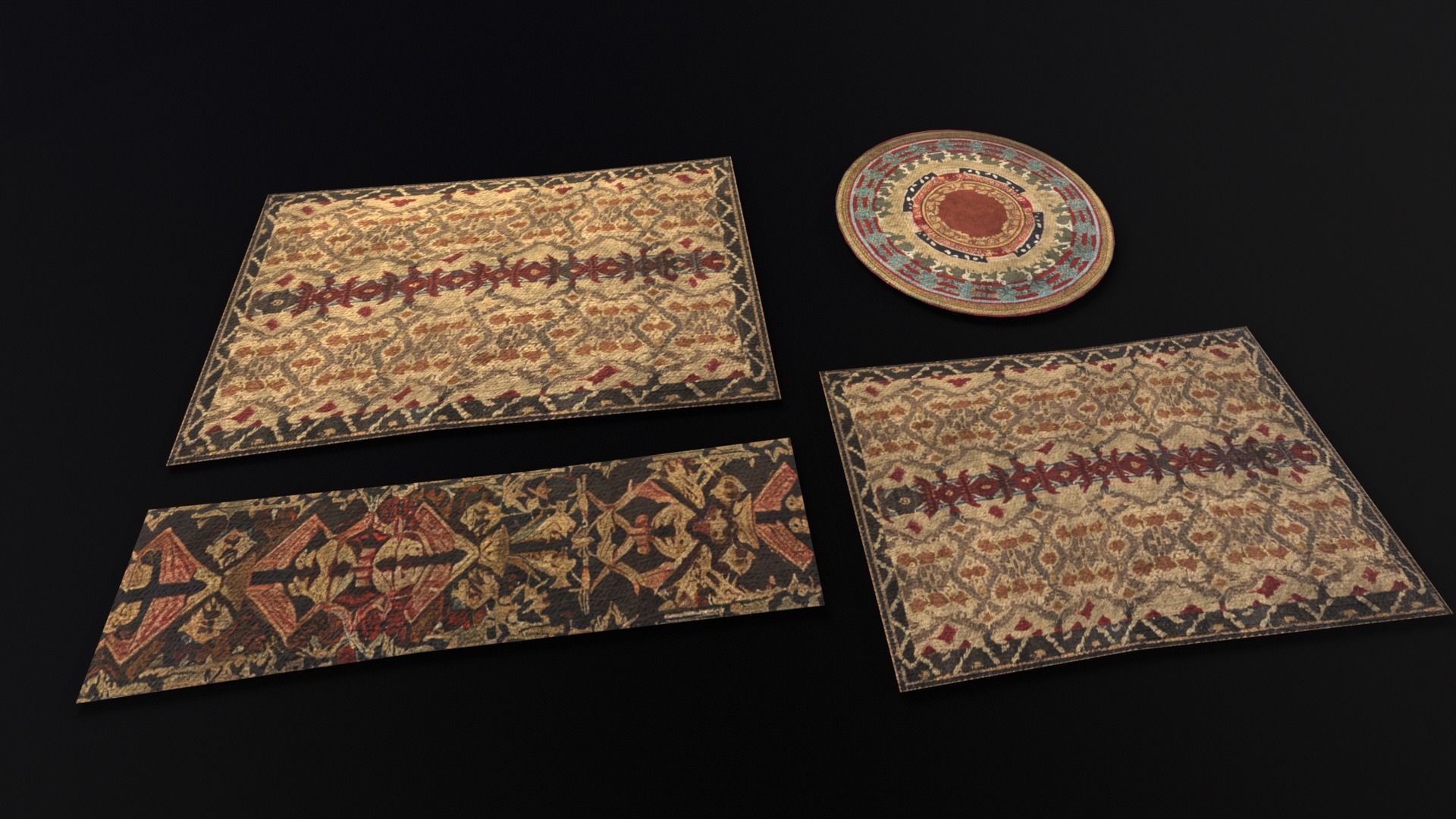 Japanese Rugs  Low-poly 3D model_2