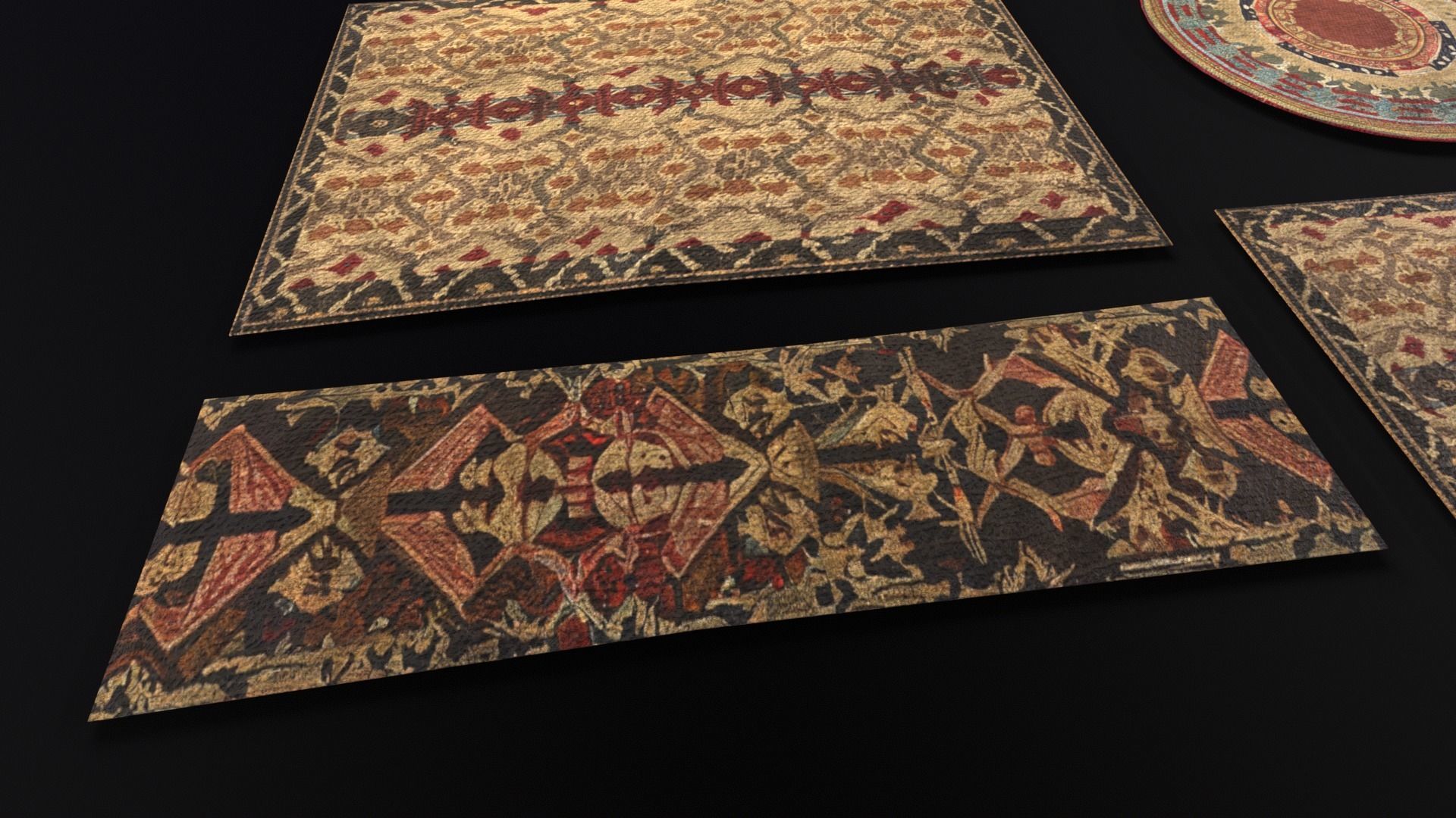Japanese Rugs  Low-poly 3D model_4