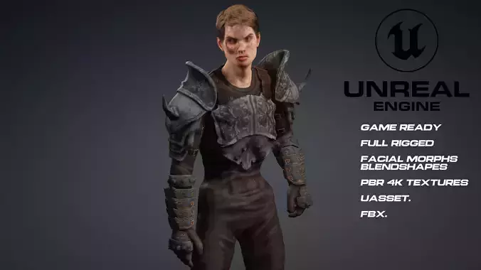 Male warrior  - game ready - UE5 - blendshapes