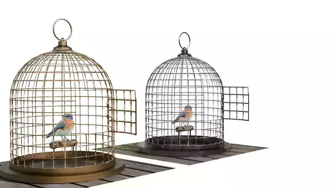 Golden Bird Cage 3D model