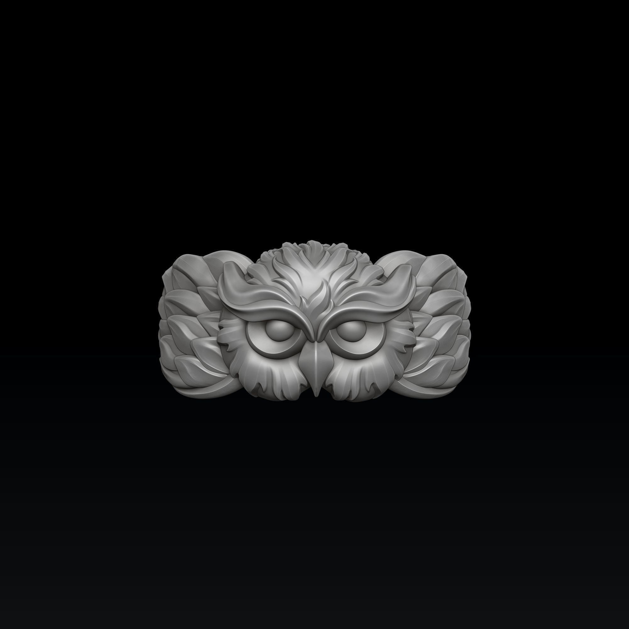 Owl Pendant Ring Set 3D print model_1