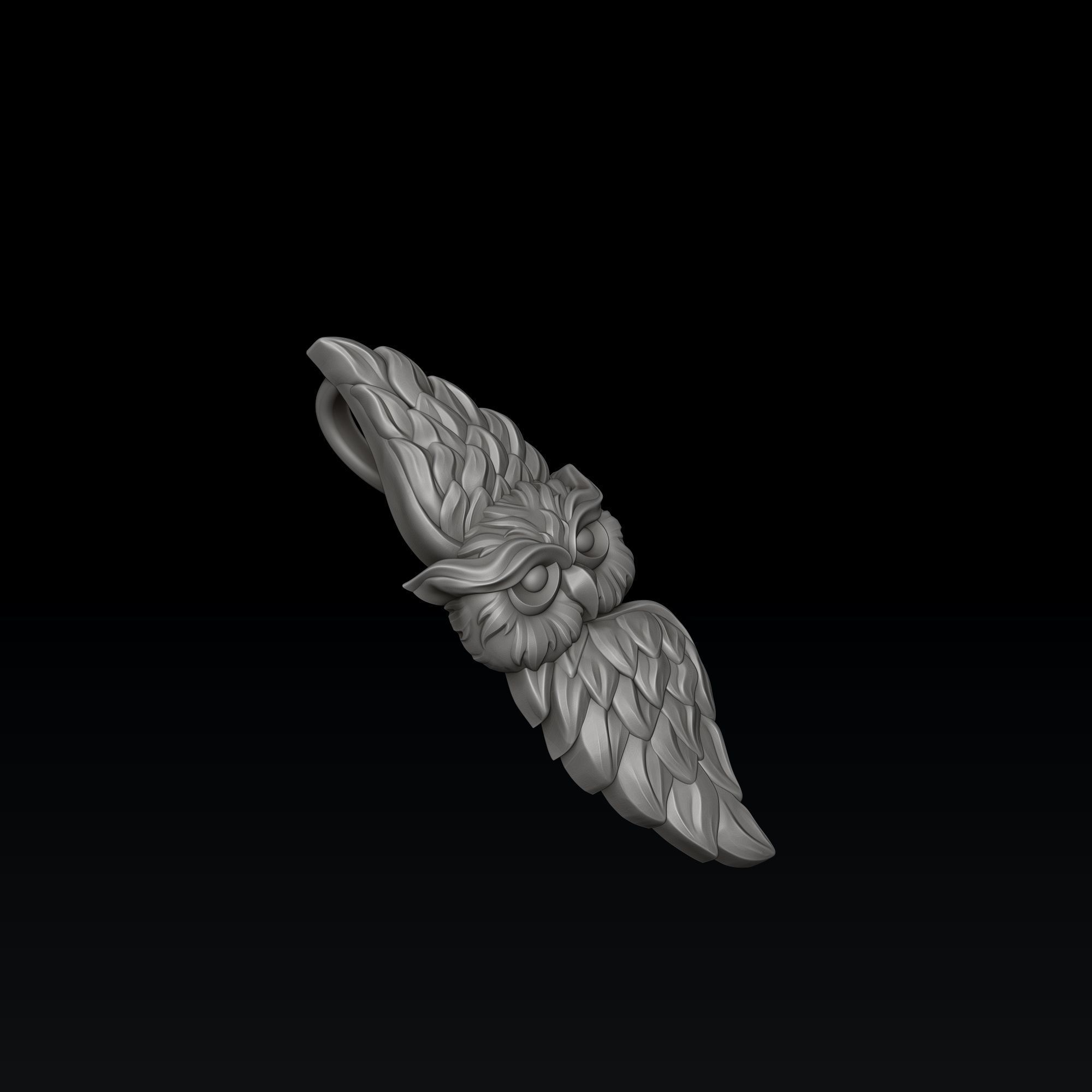 Owl Pendant Ring Set 3D print model_6