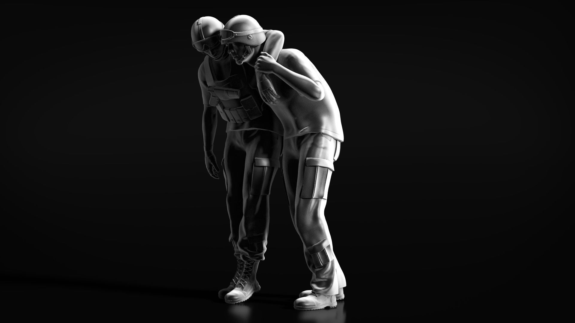 wounded soldier 3D print model_2
