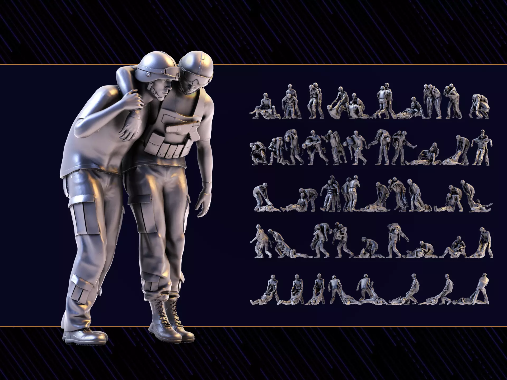 wounded soldier 3D print model