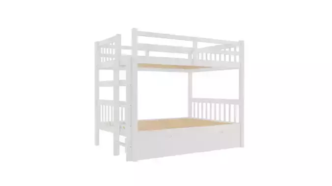 Kids Bunk Bed in White Wood 3D model