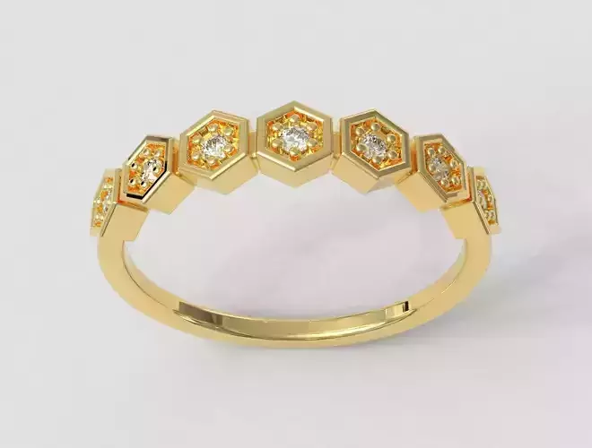 Hexagon Diamond Half Band 3D print model
