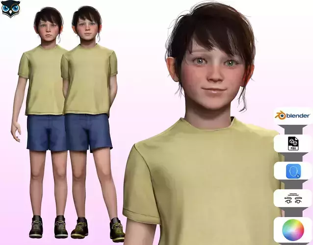Isabella-Realistic teenager girl kids Low-poly 3D model