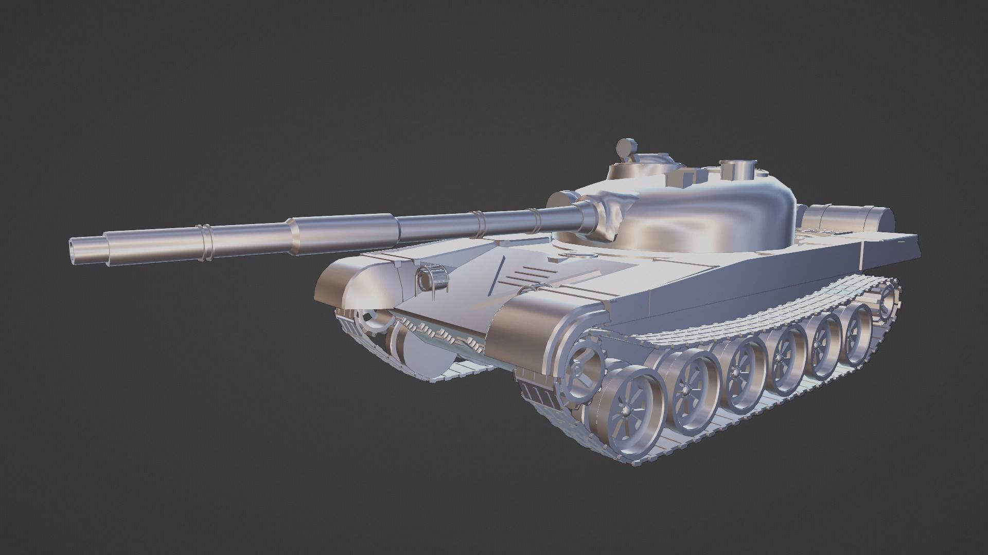 T-72 Tank Low-poly 3D model_9