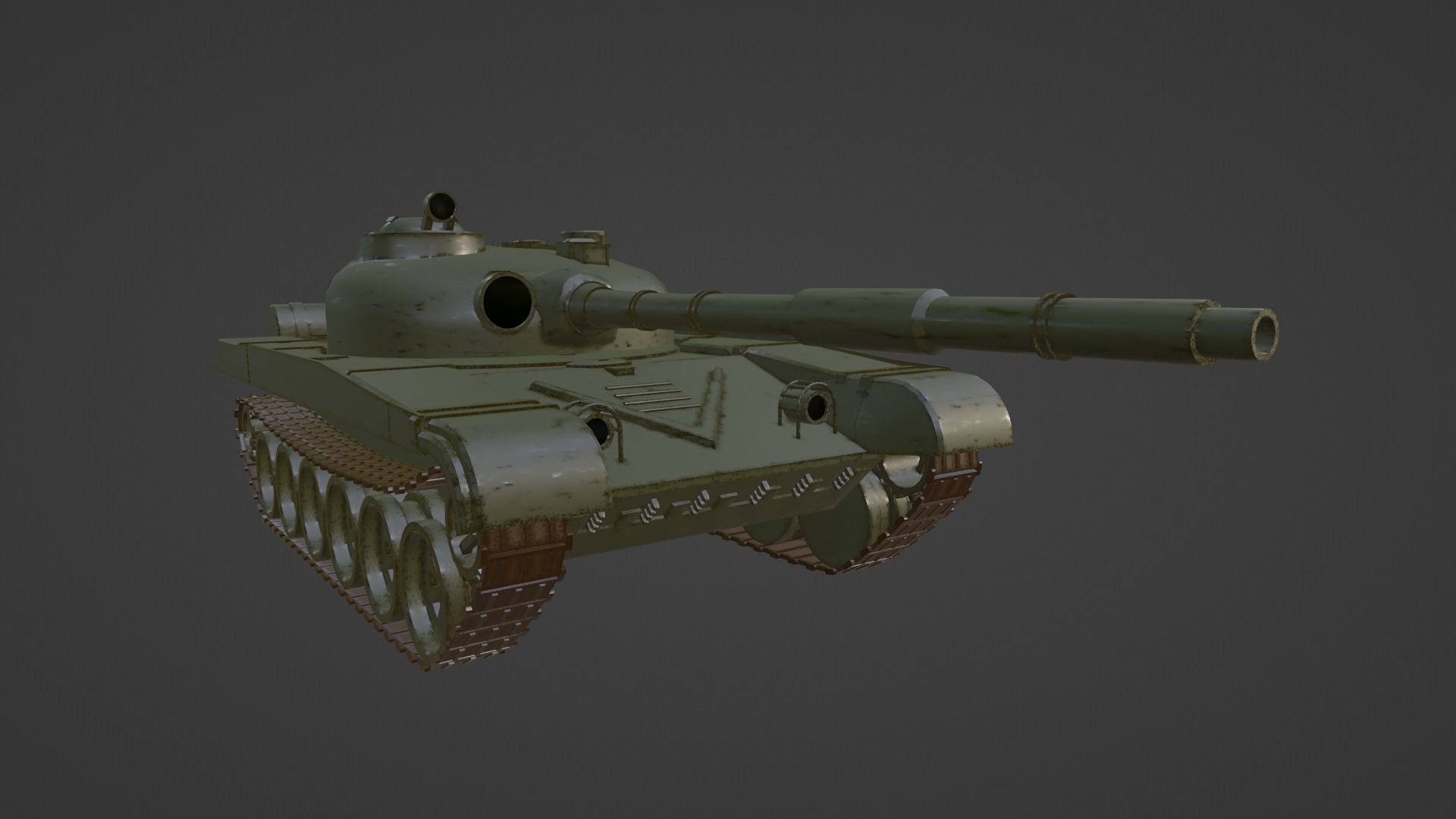 T-72 Tank Low-poly 3D model_6