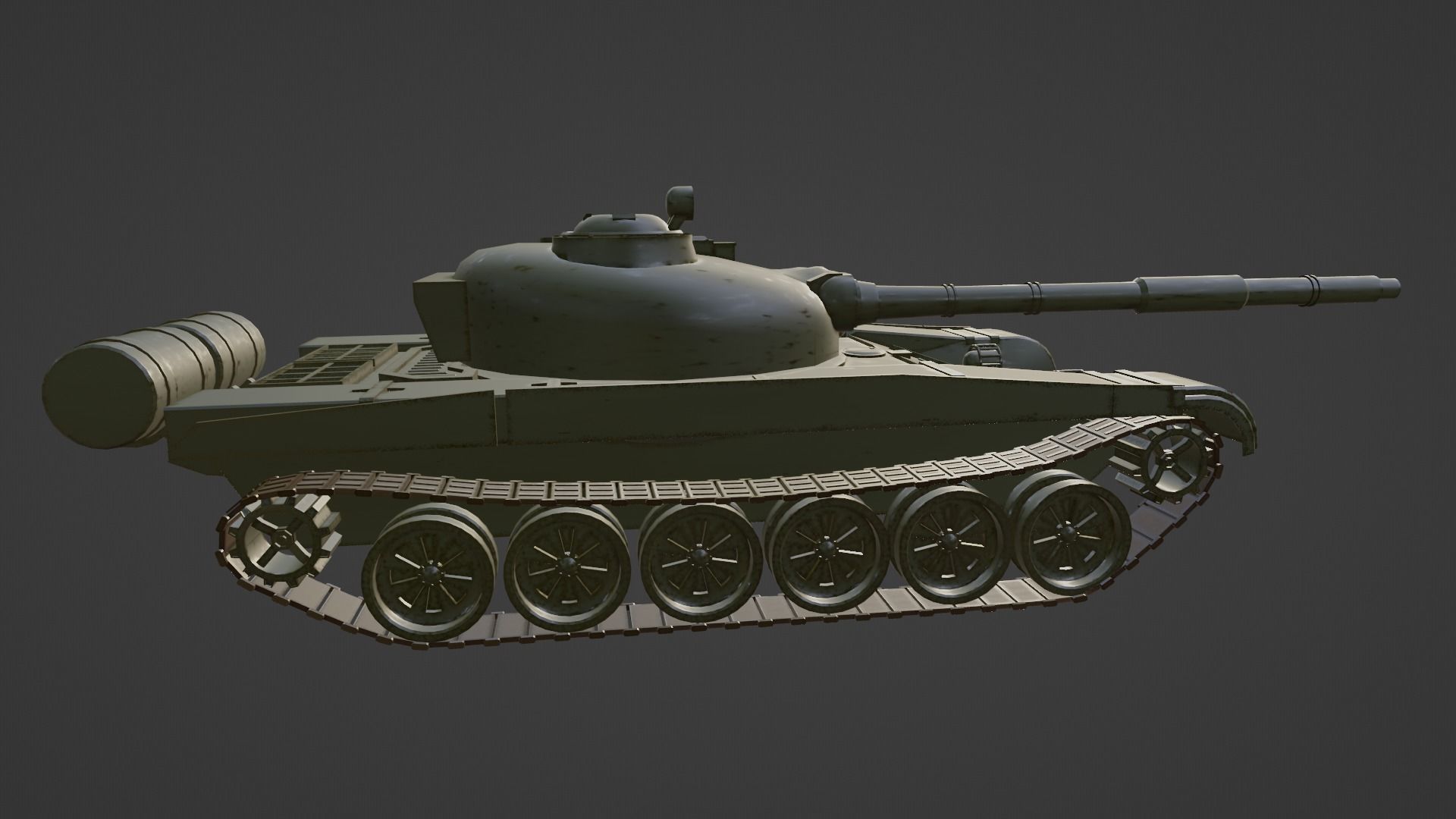 T-72 Tank Low-poly 3D model_5