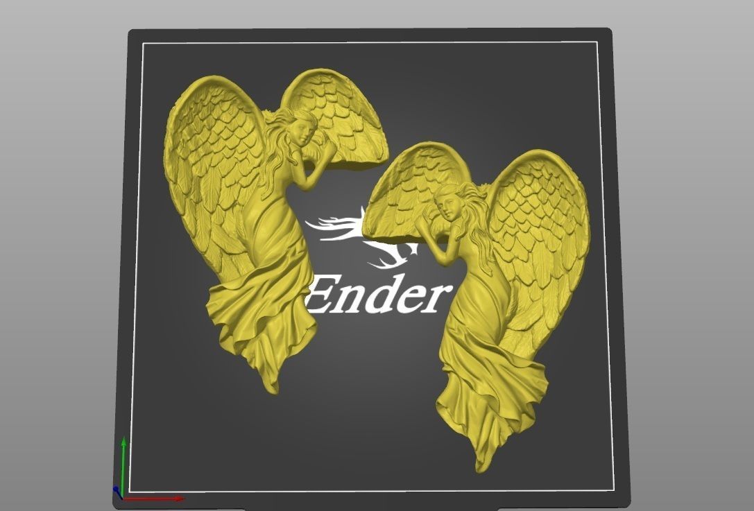 door picture frame angel  left and right model 3D print model_5