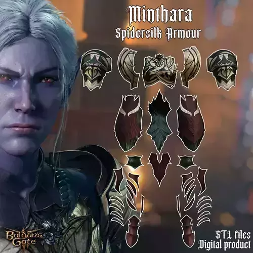 Fantasy Minthara Spidersilk Armor Set Baldrurs Gate 3 STL