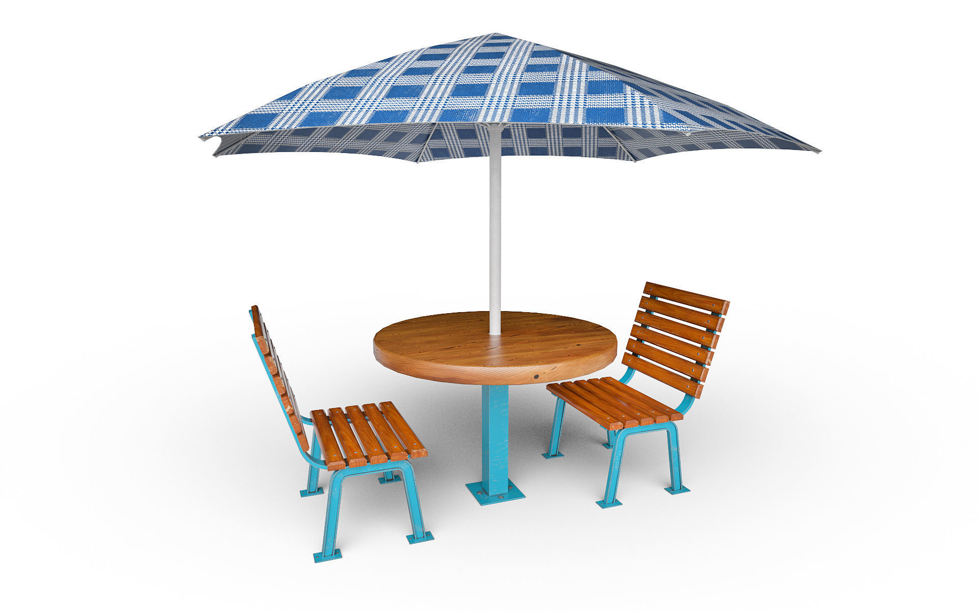 Table with umbrella Low-poly 3D model_5