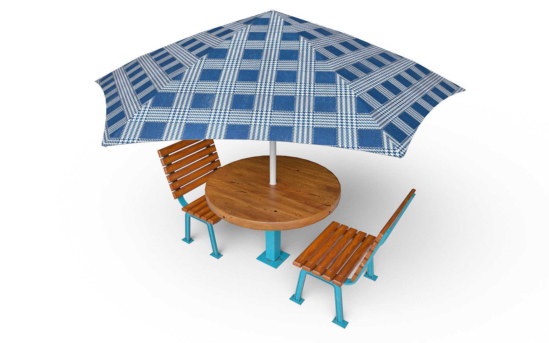 Table with umbrella Low-poly 3D model_7