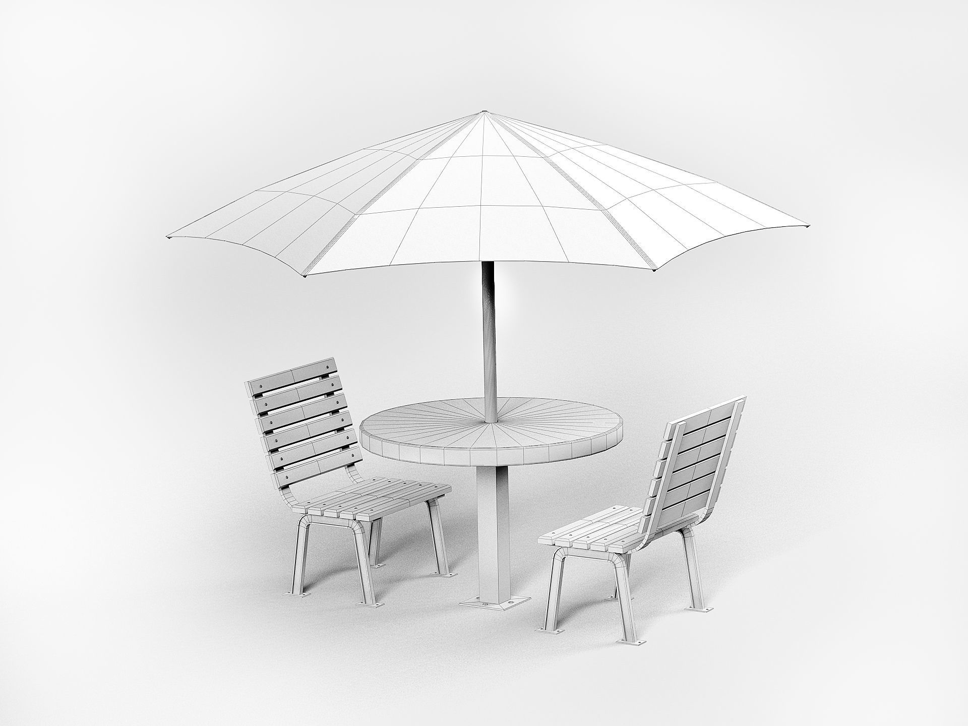 Table with umbrella Low-poly 3D model_8