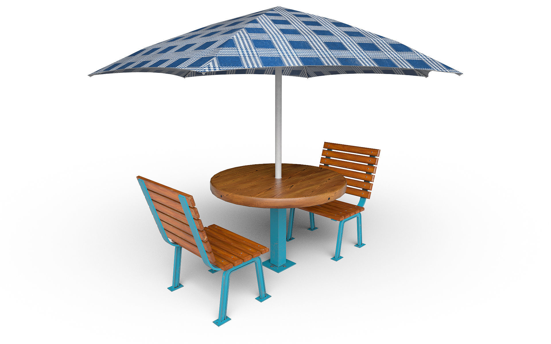 Table with umbrella Low-poly 3D model_4