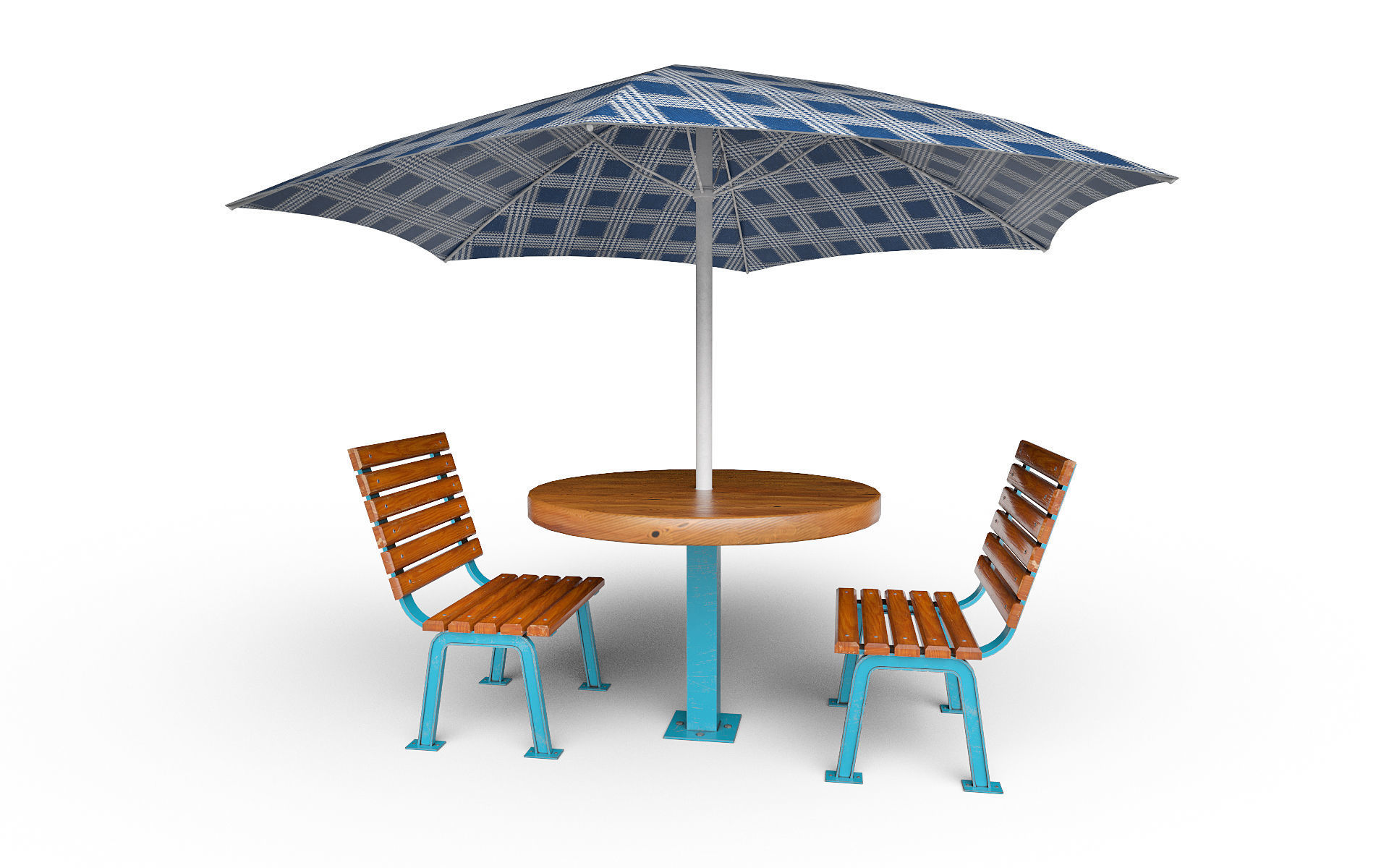 Table with umbrella Low-poly 3D model_6