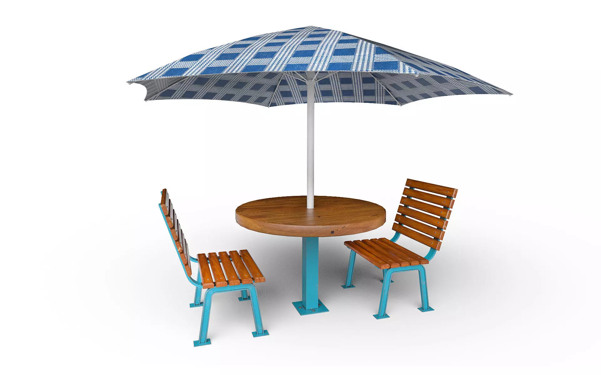 Table with umbrella Low-poly 3D model_0